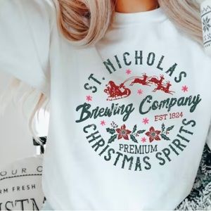 St. Nicholas Christmas Spirits Crewneck Sweatshirt S M L XL